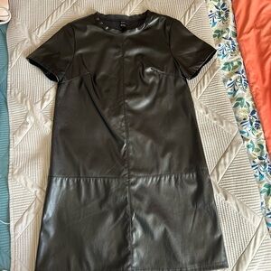 SHEIN Black Faux Leather Mini Dress
